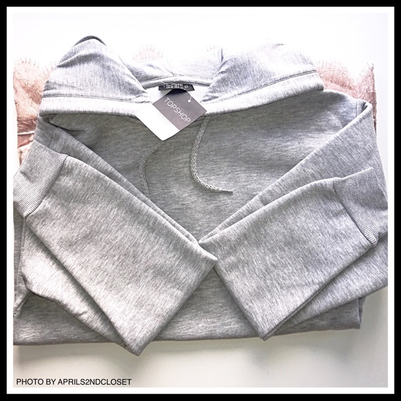 TOPSHOP PULLOVER HOODIE VELVET LACE TRIM TUNIC - Picture 6 of 8
